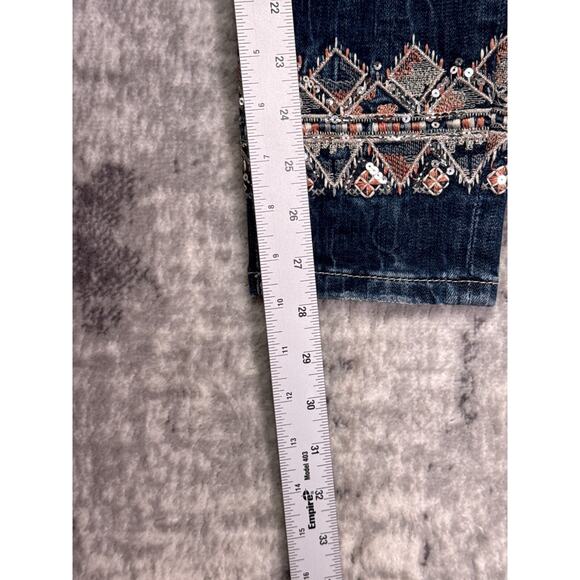 Miss Me Jeans 26 Womens Cuffed Skinny Embroidered Low Rise Medium Wash Denim - Picture 5 of 8